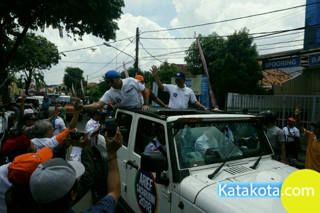 Caption: KPU kota Tangerang melaksanankan kampanye Pilkada damai yang di hadiri olehPaslon Arief R. Wismansyah danSachrudin, Minggu (18/2). Dalam kesempatan itu KPU mengajak masyarakat untuk hadir di TPS pada 27 juni 2018 mendatang. Foto: Fajrin/Katakota