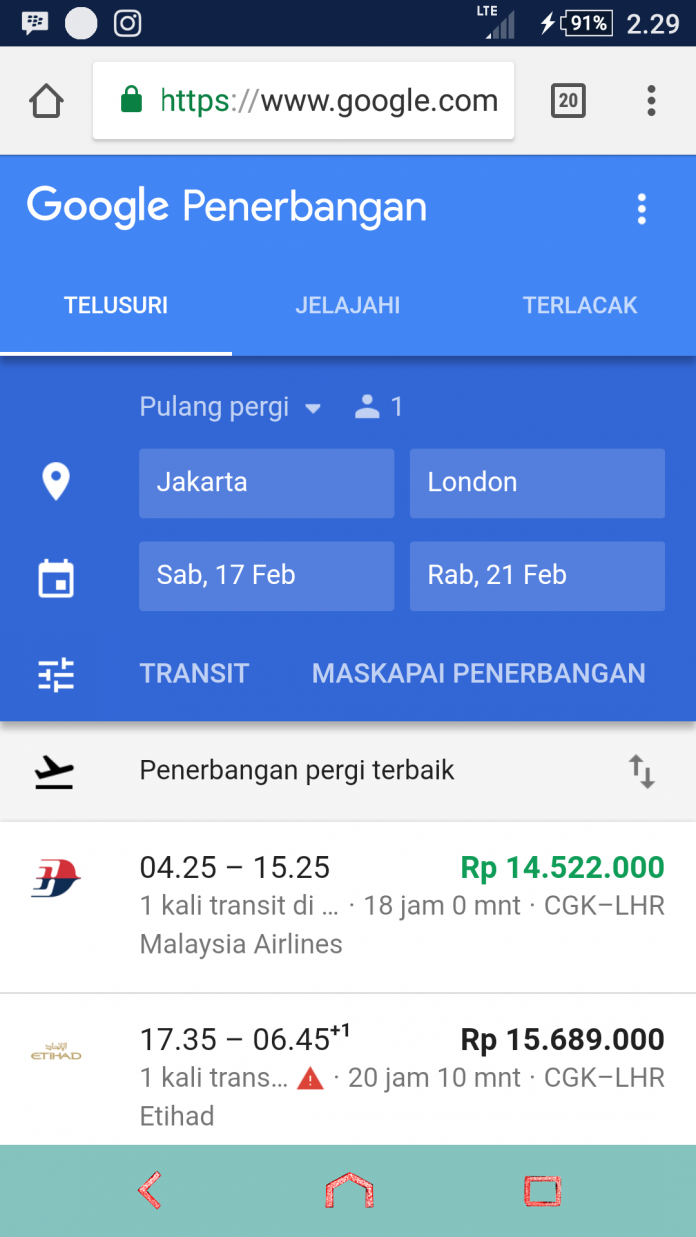 Search Google Flight
