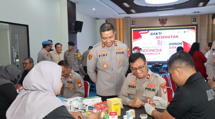Sambut HUT RI Ke-81, Polrestro Tangerang Kota Gelar Donor Darah dan CKG